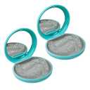 2 Pack Aligner Case with Mirror,Convenient Retainer Case for Invisalign Aligners, Night Guards, and Mouth Guards (2PCS Cyan Outside Gray Silicone)