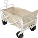 SUNNYLiFE Oyster Oyster Beach Cart, Heavy Duty Steel Frame, PP and Iron with 600 Doxford Material, Foldable, 37.4 x 29.53 x 21.65 inches, Rear Opening, 75 kg Load Capacity, PVC Wheels