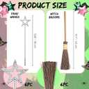 12 Pcs Halloween Witch Party Decorations Include 6 Fairy Wands 6 Witch Brooms for Pink and Green Halloween Cosplay Fans Party Dress Decor Photography Background Photo Booth Props Decor
