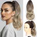 Tmlkhl Ponytail Extension 14 Inch Ombre Blonde Claw clip Ponytail Extension Curly Ponytail Drawstring for Daily Use Pony Tails Hair Extensions Hair Pieces for Women