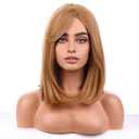MAGQOO Strawberry Blonde Wig Women Short Straight Strawberry Bob Wig with Side Bangs Halloween Costume Cosplay Wigs