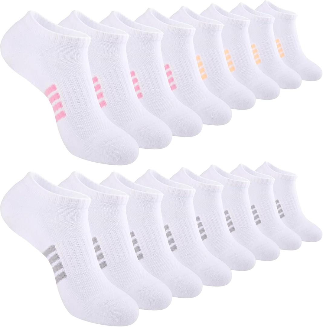 eallco 8 Pairs Ankle Socks for Women Running Athletic Cotton Low Cut Socks Cushioned One Size