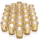 LETINE 18 pcs Amber Votive Candle Holders - Glass Tea Light Candle Holders for Fall Table Decor,Boho Wedding Centerpieces, Boho Decor, Ideal for Halloween & Thanksgiving Decorations Indoor