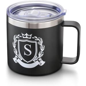 Personalized 14 Oz Insulated Coffee Mug with Lid Travel Large Cup Men Happy Retirement Gifts 2024 Cool Funny Best Unique Police Boss Doctors Military Teacher Army Librarian Air Force Golf, Small