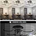 Modern LED Ceiling Light 7 Rings Dimmable Fixtures with Remote Black Close to Ceiling Light 31.8" 130W 3000K-6500K Flush Mount Ceiling Lamp for Living Room,Bedroom,Kitchen