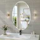 Frameless Oval Mirror, 24"x36" Bathroom Vanity Mirrors with Beveled Edge, Decorative Oval Wall Mirrors for Bedroom, Entryway, Living Room, Hangs Horizontally or Vertically