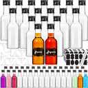 50 Pack 2 oz Mini Liquor Bottles with Labels, Plastic Alcohol Bottles, Airtight Shot Bottles, Little Spirit Bottle with Funnels Black Caps, Hot Sauce Bottle for Cocktail, Party Favors, Weddings