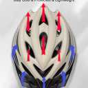 KINGBIKE Bike Helmet with USB Rechargeable Light & Replacement Pads & Visor, Cream, L(57-60CM)