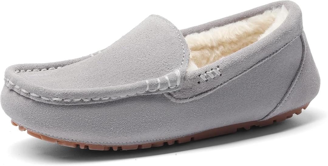 DREAM PAIRS Women's Fuzzy House Slippers Cozy Faux Fur Micro Suede Moccasins Slip on Loafer Shoes for Indoor and Outdoor (8.5-9, Light Grey)