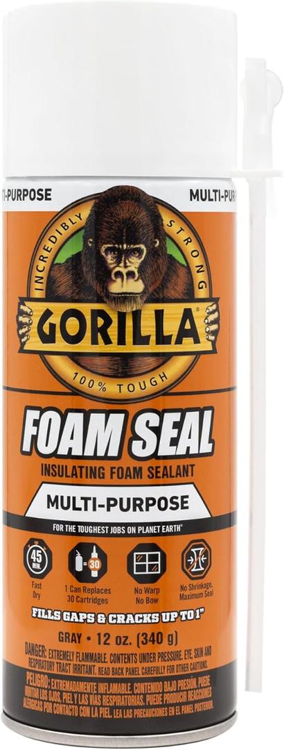 Gorilla Gray Foam Multipurpose Insulating Sealant 12 oz