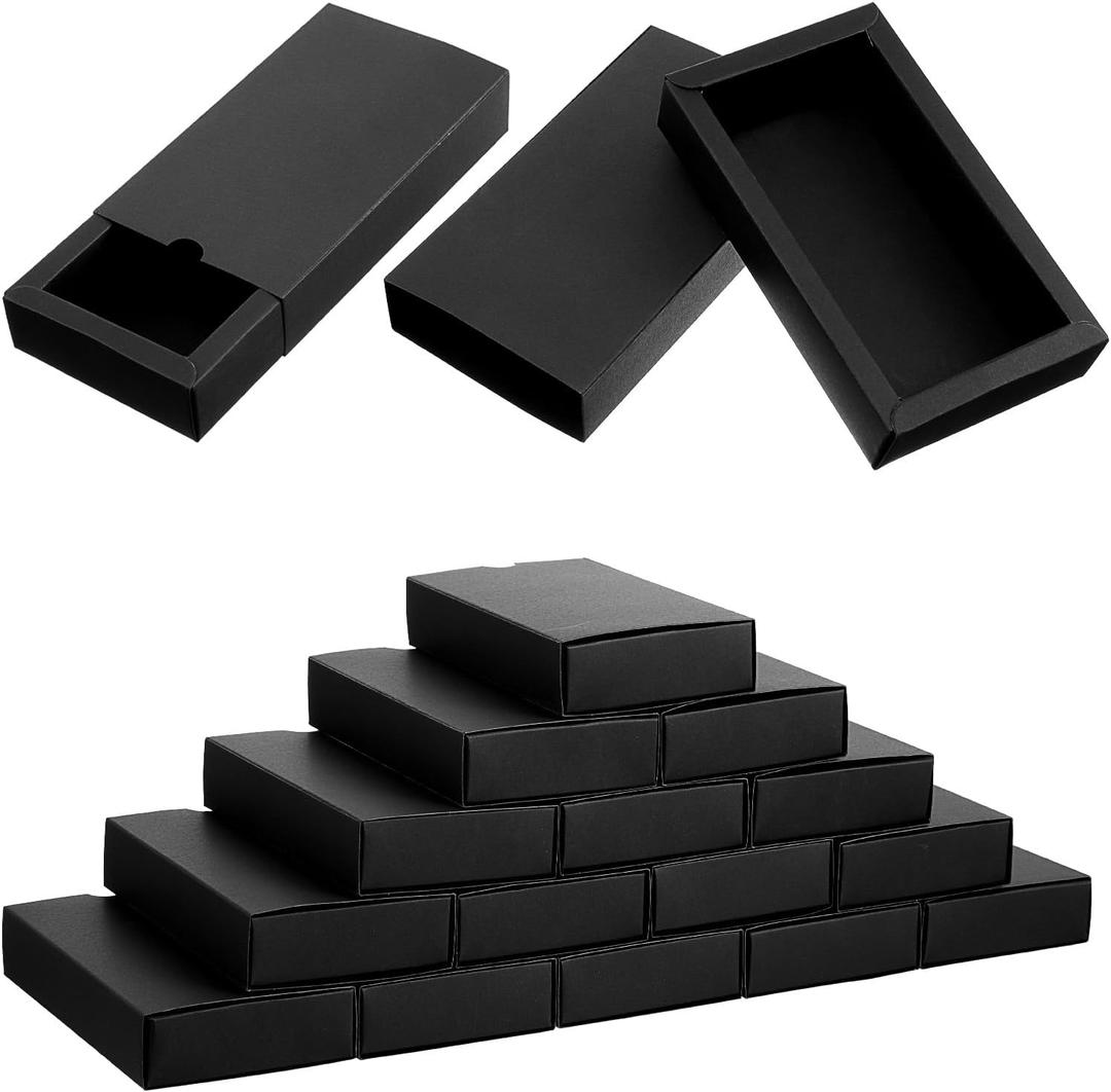 Telooco 30 Pack Kraft Paper Drawer Box 6.38x3.62x1.26 Inches Crafts Foldable Cardboard Present Boxes Festival Gift Wrapping Box for Business Wedding Party Favors Jewelry Trinkets Packaging (Black) Telooco 30 Pack Kraft Paper Drawer Box 6.38x3.62x1.26 Inches Crafts Foldable Cardboard Present Boxes Festival Gift Wrapping Box for Business Wedding Party Favors Jewelry Trinkets Packaging (Black)