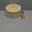 MacaRio Bamboo Steamer Basket Set 10 inch Steamer for Cooking, with Side Handles Chopsticks Ceramic Sauce Dishes Paper Liners, for Dim Sum Dumplings Buns Seafoods Rice Asian Foods