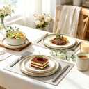 MONITO Ceramic Dinnerware 16 Pieces Dinner Set10.6in Stoneware Plates and Bowls Sets, Highly Chip and Crack Resistant | Dishwasher & Microwave Dishes set,Gift, Bonbon Beige
