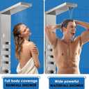 ROVOGO Shower Panel Tower System - Use 4 Shower Modes at the Same Time | Rainfall Waterfall Shower Head, 5 Body Jets & 3-Setting Handheld, Stainless Steel Brushed Shower Column W/ Brass Valves, 50"