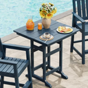 Garvee Outdoor Patio Bar Table for 2-4, All-Weather HDPE Bar Height Table with Umbrella Hole and Spacious Tabletop for Outside,Poolside, Backyard