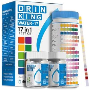 AAwipes Drinking Water Test Strips 17 in 1 50 Strips + 2 Bacteria Tester Kits, Complete Water Testing Kits for Home, Well, Tap Water, City Water, Flood Water Testing Strips (K03-50) EXP. 10/08/2027