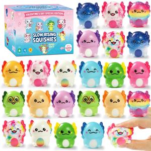 24pcs Axolotl Slow Squishy Toy,Axolotl Stress Relief Fidget Toy,Slow Rising Squishy Stress Fidget Toys,Axolotl Squishies Party Favors for Kids
