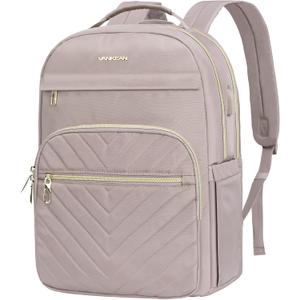 VANKEAN 17.3 Inch Laptop Backpack for Women Work Laptop Bag Fashion with USB Port, Waterproof Backpacks Stylish Travel Bags Casual Daypacks for College, Business, Light Dusty Pink