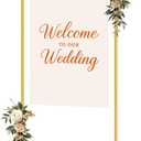 OUSHENG Wedding Welcome Sign Stand, Easel Poster Holder Metal Pictures Photo Board Rack with Heart Base for Reception Party Display Decor Decorations, Gold