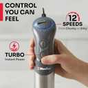 Mueller Multistick 5-in-1 Immersion Blender Handheld,12 Speed Hand Mixer-Turbo Boost, Heaviest Duty Copper Motor, Titanium reinforced Blades Hand Blender,Milk Frother Wand,Whisk,Beaker,Chopper,Grey