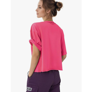 Women's Oversize Workout Crop Tops Short Sleeve Crewneck Drop Shoulder Boxy T Shirts Summer Casual Solid Basic Tees