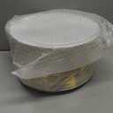 FOCUSLINE 100 Count Gold Plastic Plates 7 Inch, Disposable Heavy Duty Salad Dessert Plates, Premium Hard Plastic Plate Disposable with Gold Rim for Wedding Parties