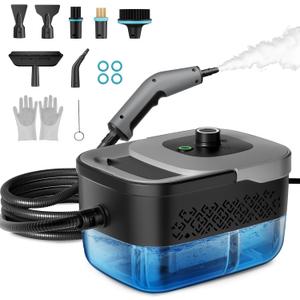 Steam Cleaner, Portable Steam Cleaner for Home with 1800W High Pressure, 15s Heat-Up,1600ML Large Tank, Handheld Steam Cleaner for Cleaning Upholstery, Tile, Car, Bathroom, Grout, Floor (Black)