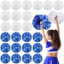 Yunsailing 24 Pack Cheerleading Pom Poms with Baton Handle 14.5 Inch Metallic Cheering Squad Pompoms for Team Sports Football Dance Cheering Adults(Blue White)
