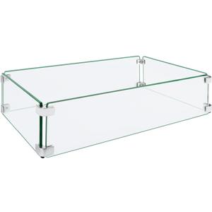 Fire Pit Wind Guard, 23.5"x11.5"x6" Glass Wind Guard for Fire Pit Square Table, Made of Clear Tempered Glass, Set with Assembly Instructions, Easy to Install