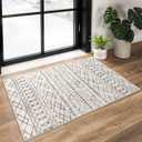 KUTA Moroccan Washable Rugs, 2x3 Beige Entrance Small Area Rug, Non-Slip Washable Ultra Soft Vintage Distressed Geometric Low-Pile Indoor Door Mat Floor Carpet for Kitchen