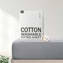 FreshCulture Pure Cotton Fitted Sheets Queen Size, 300 Thread Count Percale Sheets for Queen Size Bed, Soft & Breathable Cotton Sheets, Luxury Size Fitted Sheet Only (Light Grey)