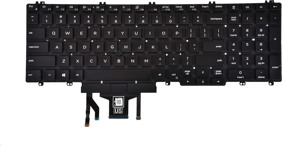 Replacement Keyboard for Dell Latitude 5500 5501 5510 5511, Precision 3540 3541 3550 3551 Series Laptop with Backlit with Pointer US Layout P/N: 0MMH7V NSK-EX0BC PK132FA1B00