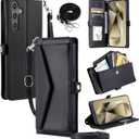 Wallet Case for Samsung Galaxy S24 Plus/S25 Plus S24+ S25+ 5G with Card Holder Shockproof Soft Magnetic Snap Pocket Cell Phone Cover S24Plus 24S + S 24 24+ S25Plus 25S 25+ SM-S936U Women Black
