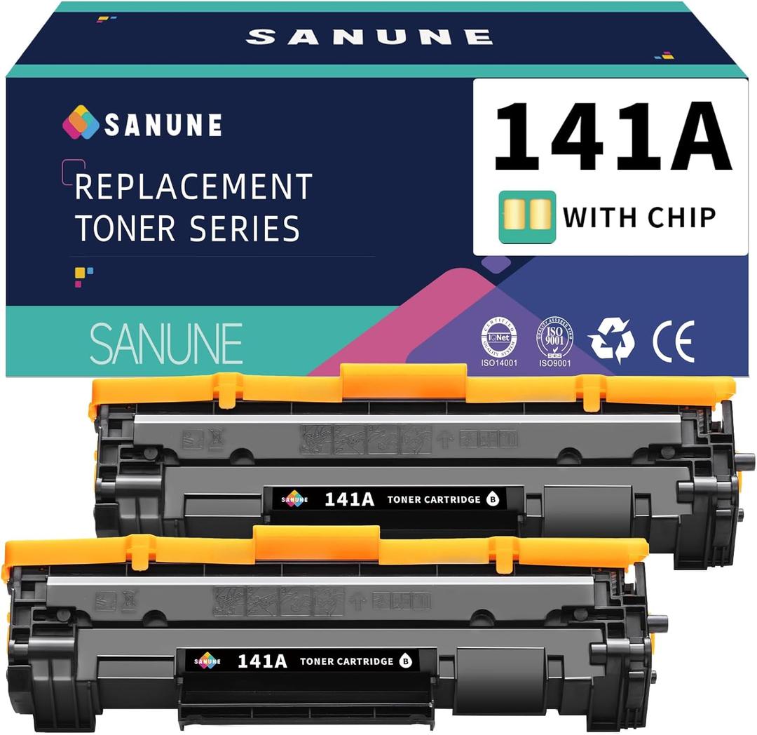 141A Toner Cartridge (with Chip) Replacement for HP 141A 141X W1410A W1410X Black Toner Cartridges for HP M139w M110w M140w Printer Ink (2-Pack)
