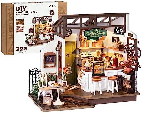 Rolife Coffee Shop Miniature Dollhouse Kit with LED Lights - DIY Crafts for Adults, Birthday Gifts and Hobbies Rolife Coffee Shop Miniature Dollhouse Kit with LED Lights - DIY Crafts for Adults, Birthday Gifts and Hobbies