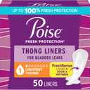 Poise Daily Thong Liners, Incontinence Panty Liners for Bladder Leaks, 1 Drop Lightest Absorbency, 50 Count of Pantiliners