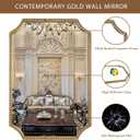 30"x40" Mirror for Wall, Full Scalloped Corners Rectangle Decorative Mirror, Metal Beaded Frame Accent Wall Decor for Bathroom, Entryway, Mantel, Antique Gold