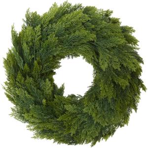 Joyhalo 23" Realistic Christmas Cedar Wreaths for Front Door, Real Touch Norfolk Pine Wreath Artificial Everygreen Wreath for Walls, Porches, Farmhouse Outdoor Christmas Decor