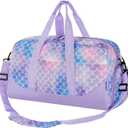 Choco Mocha Kids Duffle Bag Girls - Scale Weekender Overnight Bags for Girl Ages 9-12, Purple