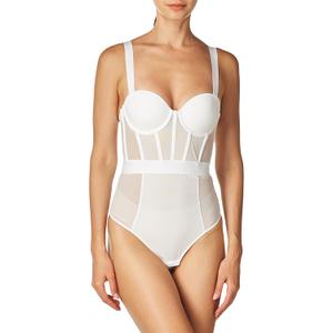 DKNY womens Sheers Strapless Bodysuit (34DD, White)