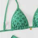BEAUDRM Women's Triangle Thong Bikini Sets Y2k Floral Cute Bikinis String Swimsuits Bathing Suit (S)