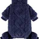 Dog Sweater Fleece Turtleneck Winter Dog Clothes for Small Dogs Girls Boy, Warm Fleece Puppy Pajamas Onesies, Pet Clothes Puppy Sweater Pjs, Doggy Jumpsuits Doggie Outfit, Dark Blue, S