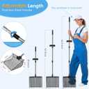 12inch Large Metal Chicken Poop Scooper for Sand with Ergonomic Grip, Adjustable Angle 2 in 1 Chicken Coop Scoop & Rake (39-66"), Stainless Steel Litter Sifting Shovel Chicken Coop Cleaning Tool, Farm