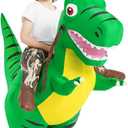 COMIN Inflatable Dinosaur Costume Kids Halloween Blow up Costumes Boys Girls Funny Riding T Rex Air Green Costume Party