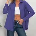 Diosun Womens Button Down Shirts Long Sleeve Cotton Stylish Gauze Tops Casual Loose Fit Blouses with Pocket (Blue, XL)
