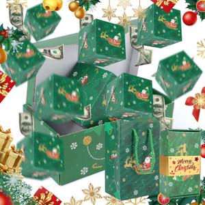 Surprise Gift Box Explosion,Pop-Up Explosion Gift Box,Merry Christmas Folding Bouncing Gift Boxes,Unique Folding Bouncing Red Envelope Gift Box, Christmas Birthday Surprise Blast Gift Boxes (Green)
