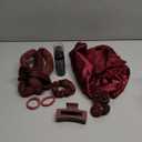 No Heat Overnight Hair Curlers - 70" Soft Ribbon Curl Wrap with 9 Curling Rods, Headband for Long Hair Rollers - Burgundy