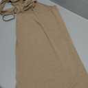 Womens Crochet Knit Slim Fit Beach Midi Wrap Dress Summer 2025 Sexy Halter Backless Slit Bathing Suit Cover Up (Small, Khaki)