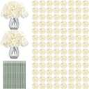 Auihiay 204PCS Hydrangea Artificial Flowers Bulk, Artificial Hydrangea Flowers, Fake Hydrangea, Faux Flowers for DIY Wedding Party, Arch and Background, Table Centerpieces, Home, Decor(Champagne)