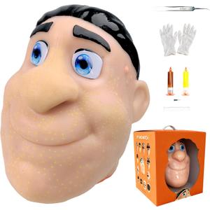 2026 Premium Pack Refillable Pimple Popping Toy Big Head Squeeze Toy for Stress & Anxiety Relief, Realistic Pus Burst Fidget Toy, Funny Gag Gift for Adults, Black Hair, Black Hair Premium Pack